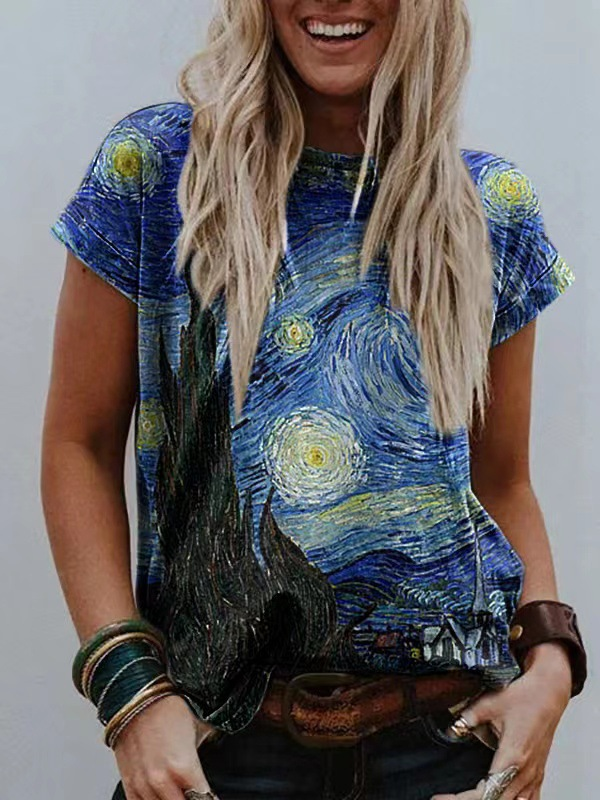 T-Shirt Art Nuit Étoilée Van Gogh