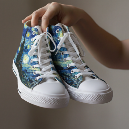 Blauwe Swirl Abstracte Kunst High-Top Sneakers