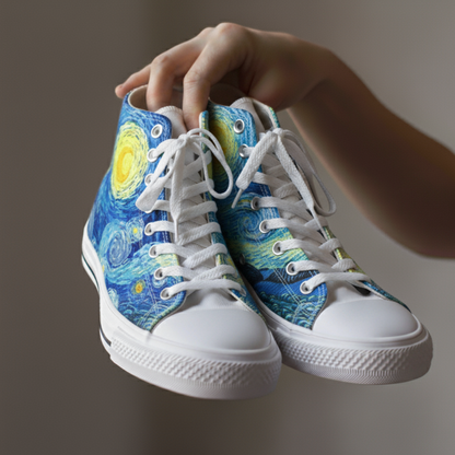 Zapatillas High-Top Noche Estrellada Inspirado en Van Gogh