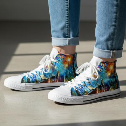 Impressionistische Regennacht Canvas Schuhe