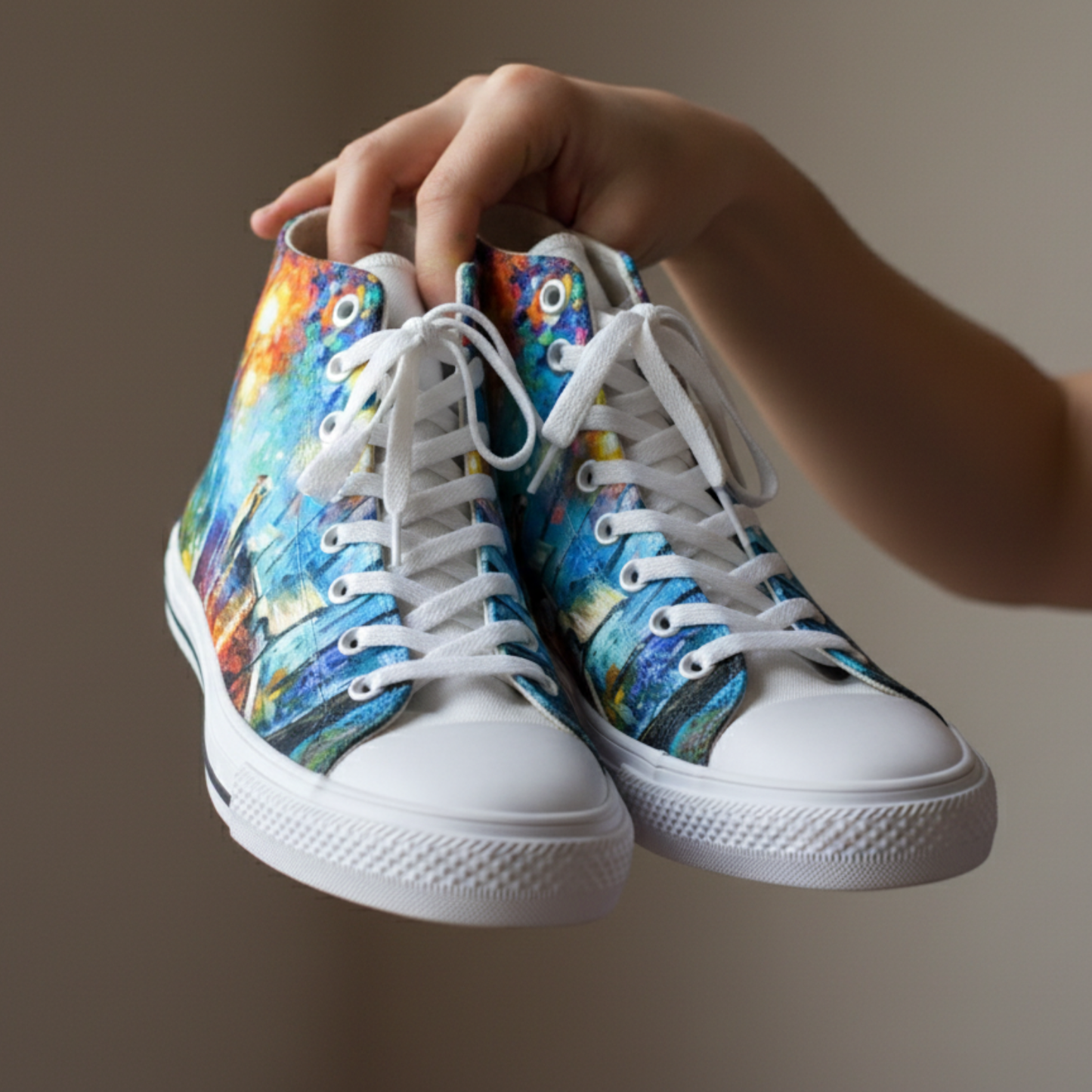 Impressionist Rainy Night Canvas Shoes