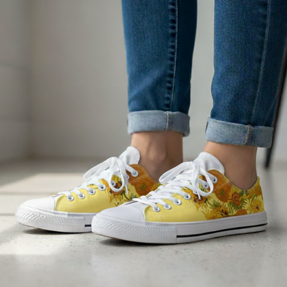Van Gogh Sonnenblumen Kunst Low-Top Sneakers