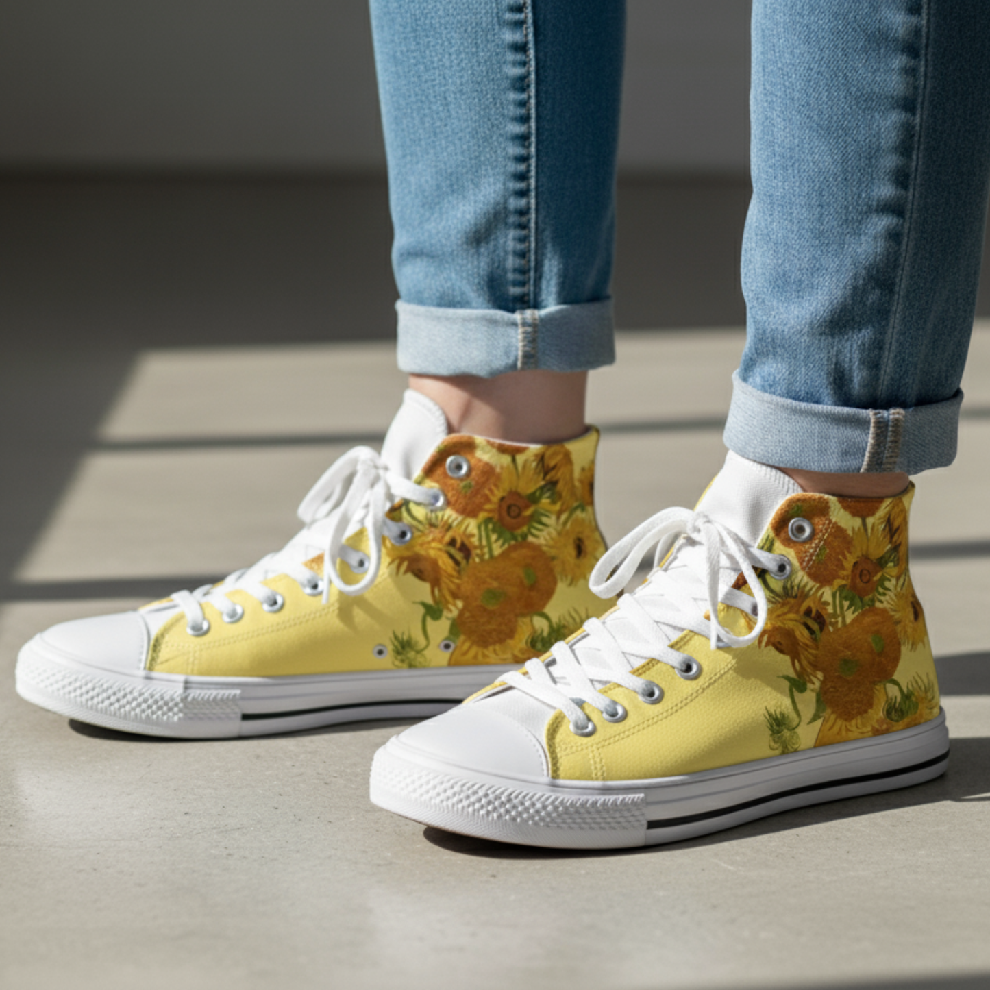 Scarpe di Tela Dipinto Girasole Soleggiato