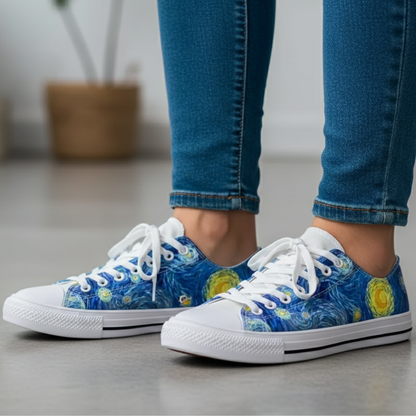Van Gogh Wirbelnder Himmel Low-Top Canvas Sneakers