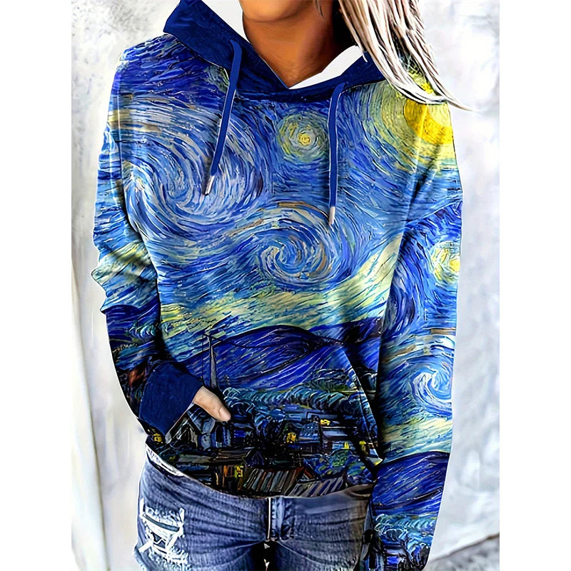 Sweat à Capuche Art Nuit Étoilée Van Gogh