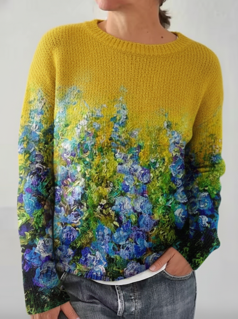 Van Gogh-Inspirierter Blumenprint Pullover