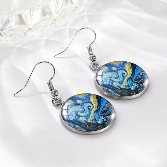 Starry Night Handpainted Earrings