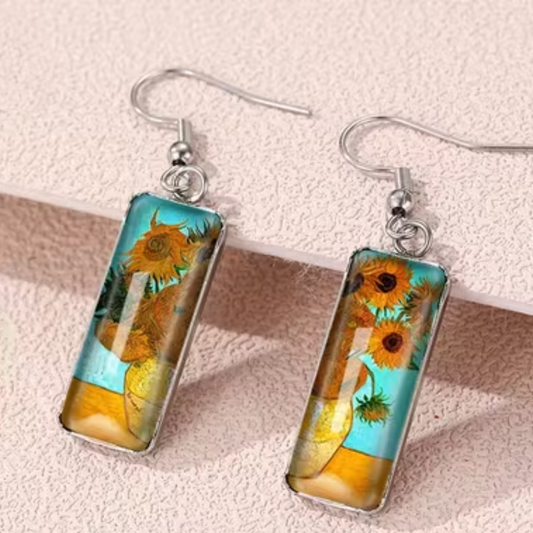 Van Gogh Inspired Elegant Statement Hook Earrings