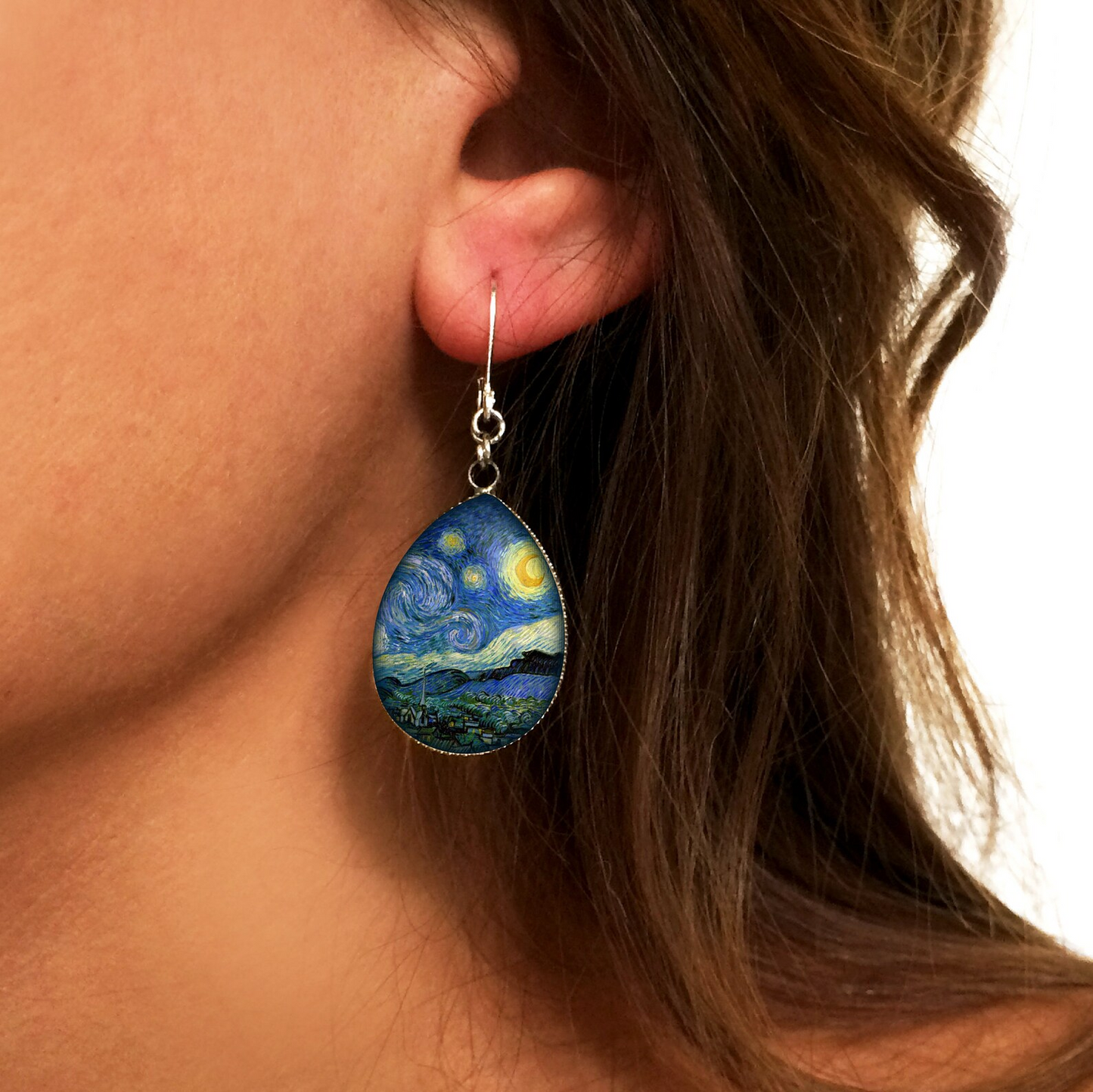 Starry Night Handpainted Earring