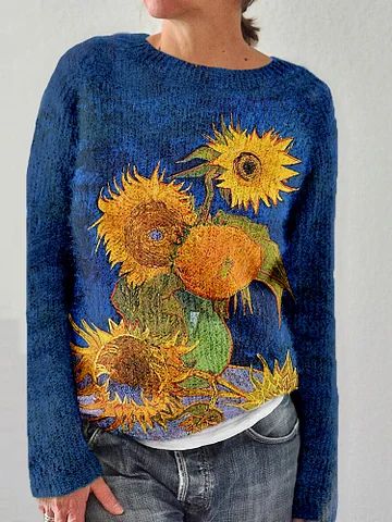 Sunflowers Van Gogh Knitted Sweater